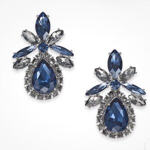 Kate Spade New York Crystal & Stone Statement Stud Earrings in Navy EUC